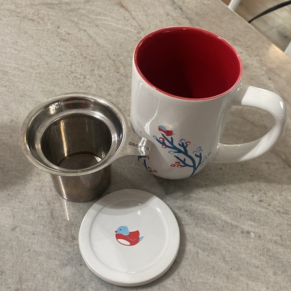 David’s Tea The Nordic Mug White Berries Bird 10 oz thermos and 16 oz mug - Picture 7 of 11